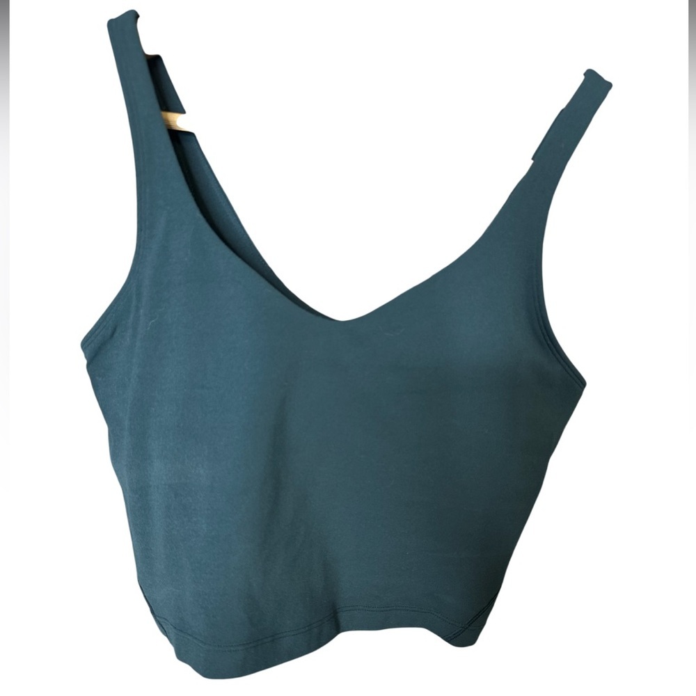 Lululemon | Teal Cropped Tank Top | Built-In Bra | Size 6 - Picture 2 of 5